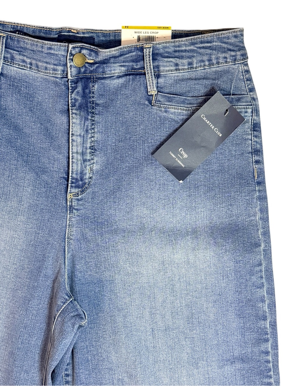 NWT Charter Club Wide Leg Crop Jeans Size 14 Light Wash Cropped Denim - Picture 4 of 10